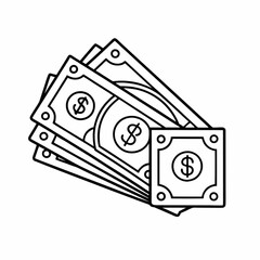 A money icon in the form of a pile of hundred-dollar bills, isolated on a transparent backdrop.