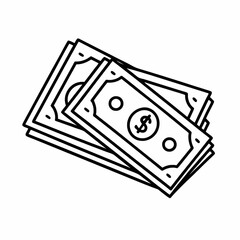 A stack of money, with bundles of hundred-dollar bills, isolated on a transparent canvas.