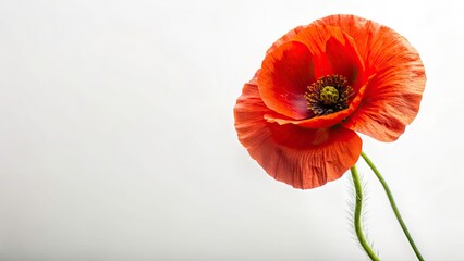 Obraz premium Isolated red poppy flower, botanical macro image. High-resolution PNG; perfect for floral designs.