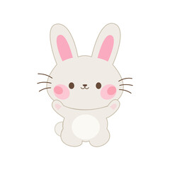 Cheerful Cream Bunny with Raised Arms and Pink Accents