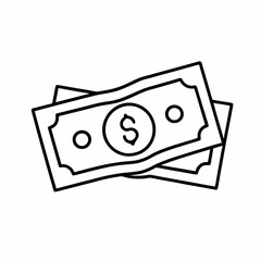This icon of cash features dollar bills, a visual representation of paper banknotes.