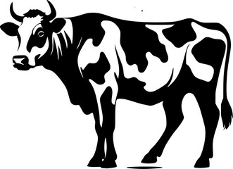 Black and White Cow Silhouette