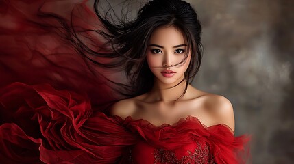 Stunning woman in a dynamic feminine pose with an elegant expression, illuminated by soft lighting, creating a mesmerizing magazine centerfold look, high-end fashion style, highly detailed, 
