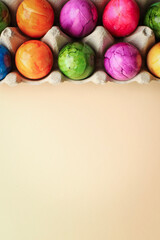 colorful eggs on pastel background. easter background
