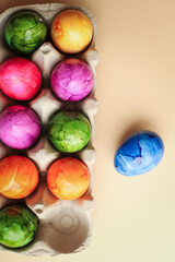 colorful eggs on pastel background. easter background