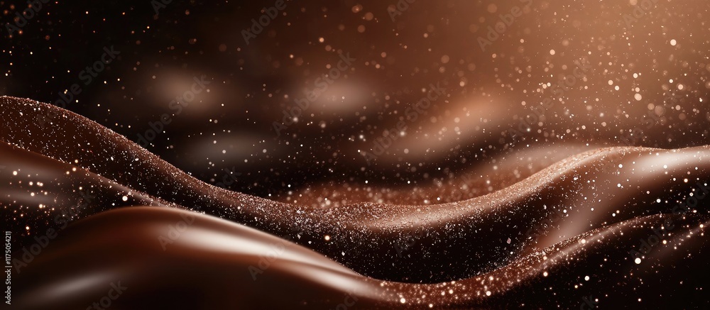 Poster elegant dark chocolate waves with a shimmering effect and ample copyspace for text or branding. perf