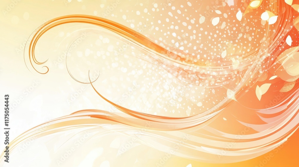 Poster soft abstract curves with gradient background in warm tones featuring gentle light effects and flowi