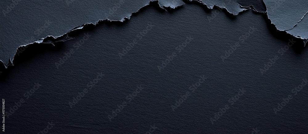 Poster dark abstract paper texture with torn edges creating a minimalist banner design featuring ample spac