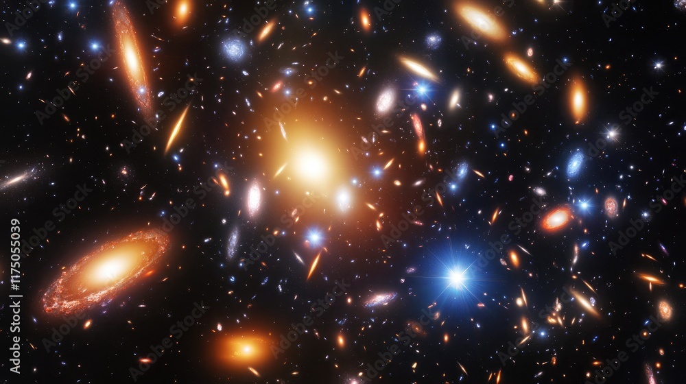 Aufkleber vibrant abstract cosmic background featuring distant stars and galaxies in a stunning display of col
