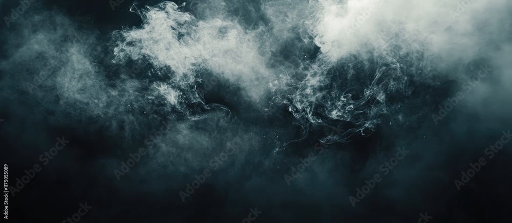 Poster dark abstract smoke particles in motion creating a mysterious background with ample copyspace for cr