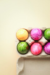 colorful eggs on pastel background. easter background