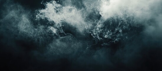 Fototapeta premium Dark abstract smoke particles in motion creating a mysterious background with ample copyspace for creative text or design elements.