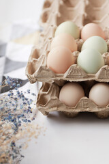 colorful eggs on pastel background. easter background