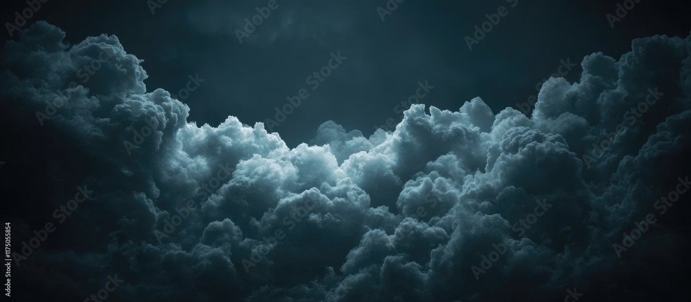 Aufkleber dark stormy night sky with dynamic clouds and open space for text or content placement