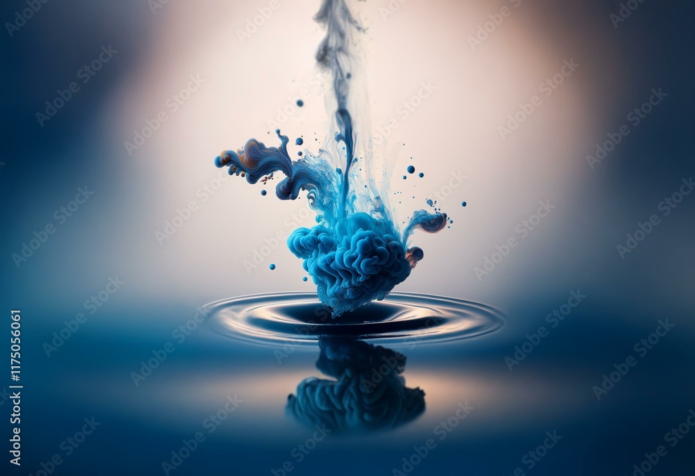 Poster a blue ink cloud with small bubbles rises from the water, creating ripples on the surface.