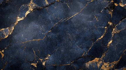 Dark blue granite texture featuring elegant golden veins and splashes ideal for luxurious backgrounds and sophisticated design projects