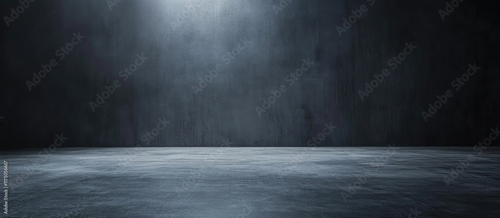 Aufkleber abstract dark studio space featuring a concrete floor and blank wall at night ideal for showcasing t