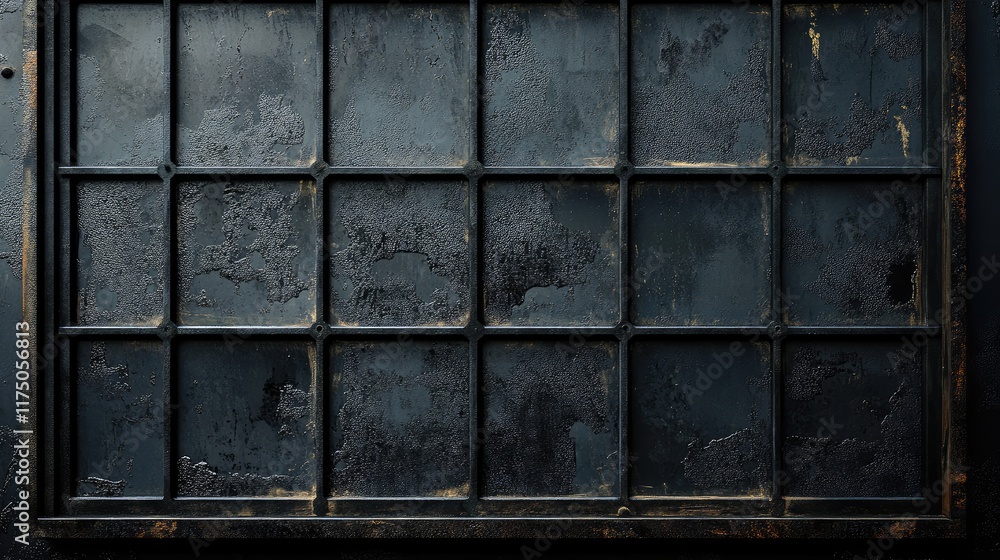 Poster abstract industrial window frame with dark textures and minimalistic design highlighting rays of lig