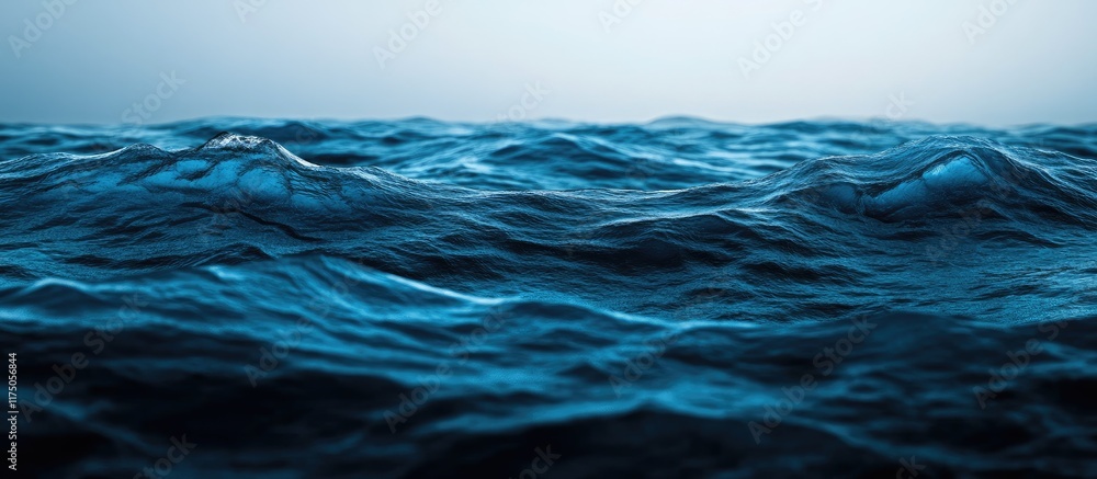 Poster abstract dark ocean waves with smooth aqua textures and empty copy space for creative text placement