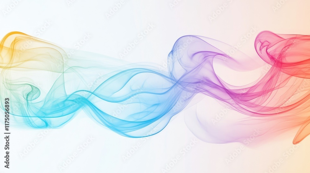 Poster colorful abstract curved smoke waves with soft gradients for background design and creative projects
