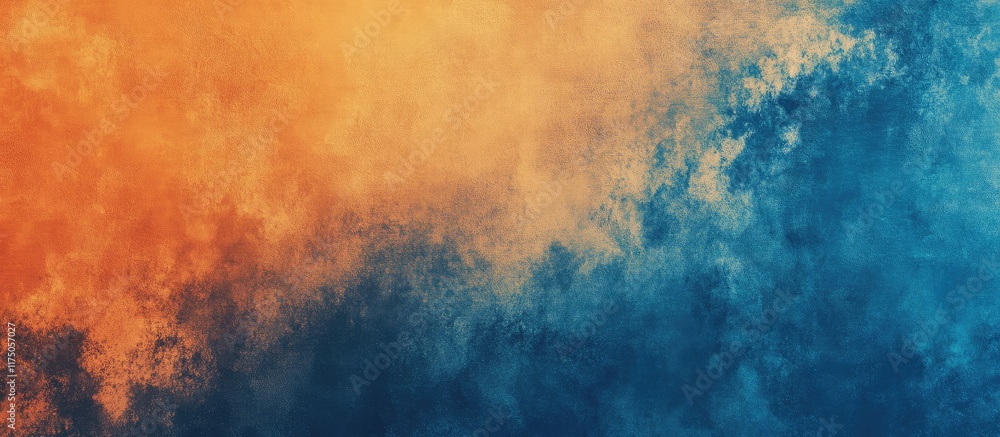 Poster vibrant abstract digital background in blue and orange gradient with ample copyspace for text and de