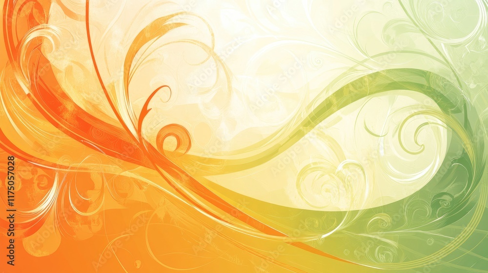 Poster vibrant abstract swirls in gradient color palette with floral elements for modern design backgrounds