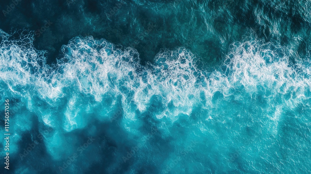 Leinwandbilder vibrant aerial view of turquoise ocean waves creating an abstract art background with space for text