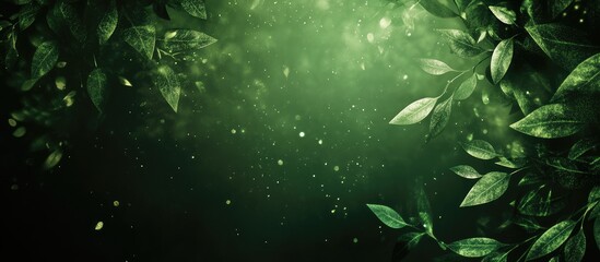 Fototapeta premium Dark green abstract nature background with foliage and bokeh effects ideal for creating text overlays and design purposes.