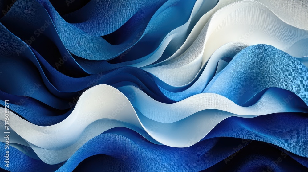 Aufkleber fluid waves of dark blue and white shades in an abstract design creating a modern and elegant backgr