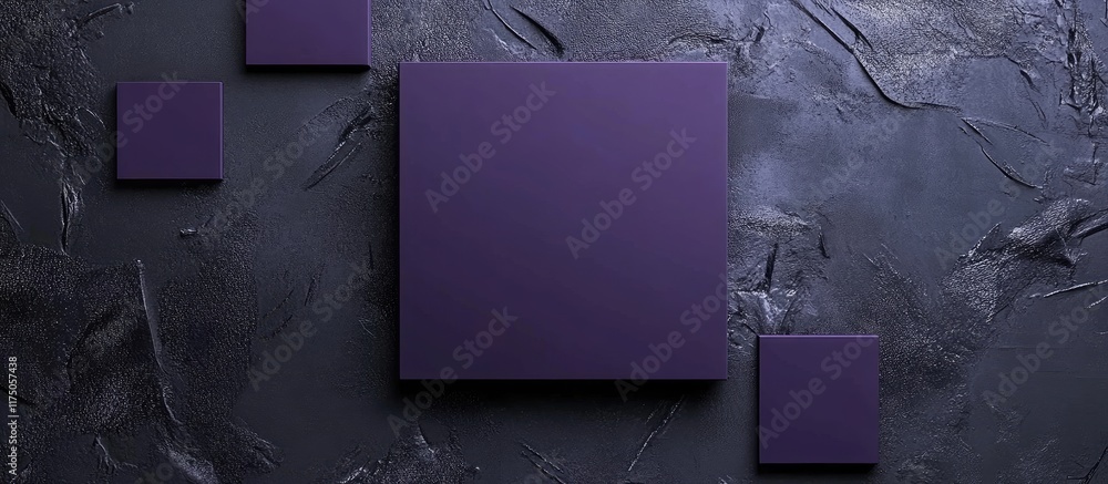 Poster dark purple abstract square frame on textured gray background ideal for showcasing text or advertise