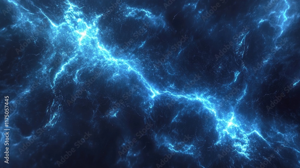 Poster dynamic blue energy waves on a dark abstract background creating a luminous and captivating visual a
