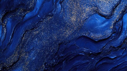 Elegant deep blue abstract background with shimmering glittering elements for creative designs and projects.