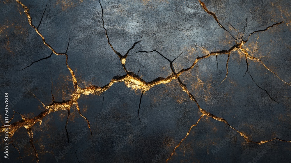 Poster abstract cracked surface with intricate lines and golden highlights ideal for artistic backgrounds o