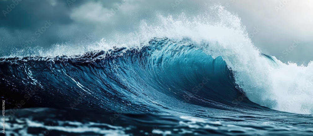 Aufkleber wave splashing at sea dramatic ocean scene capturing power of nature with space for text in clear su