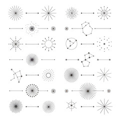 Obraz premium set of decorative celestial swirls and line illustration elements for design