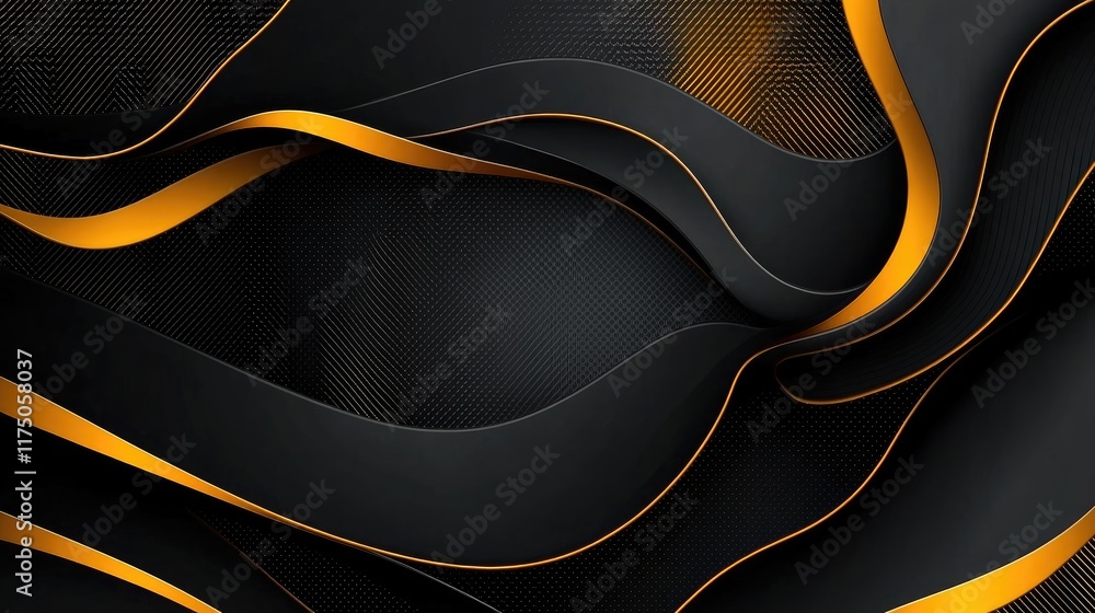 Poster elegant abstract dark background with flowing curves and golden accents for modern design projects a