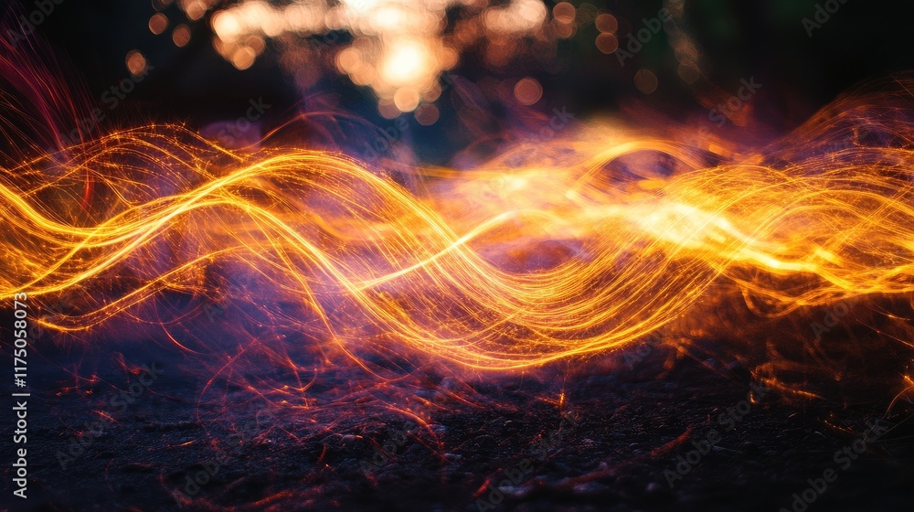 Poster Vibrant abstract light trails creating a mesmerizing backdrop for creative projects and design applications