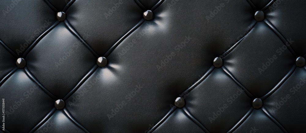 Poster elegant textured dark gray leather background with button details and space for your custom text or 