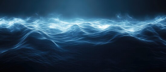Mystical Blue Ocean Waves Abstract Background with Space for Text and Design Elements