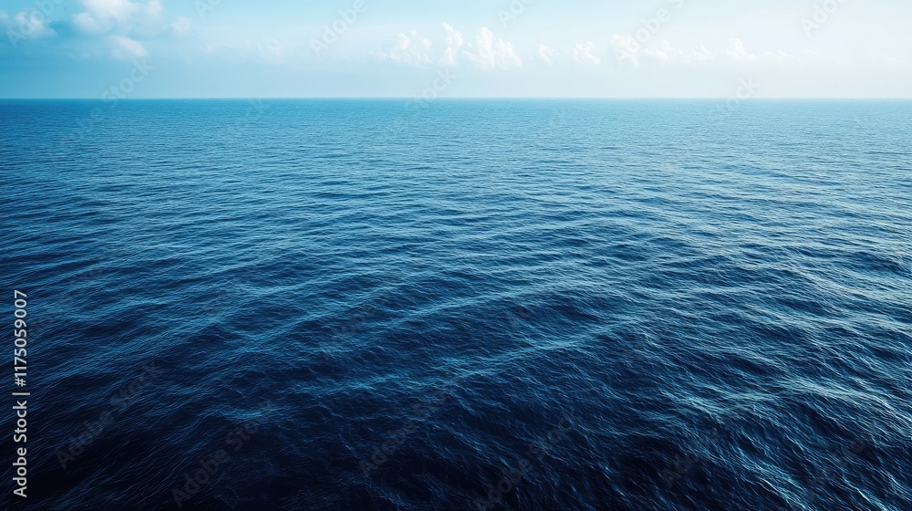 Poster Aerial perspective of tranquil blue ocean surface with expansive space for text or graphic overlay in a serene natural setting