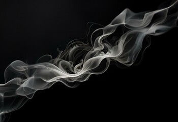 Abstract wispy white smoke billowing against a black background.
