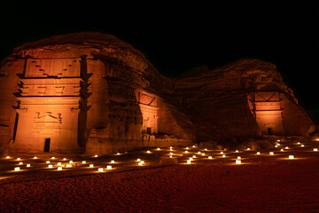 Hegra by night, Saudi Arabia