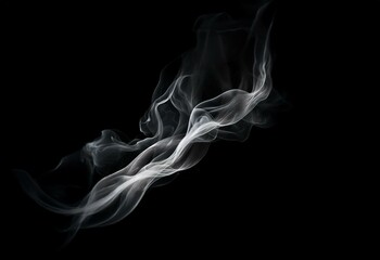 Obraz premium Abstract white smoke with wispy shapes swirling against a black background.