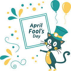 April fools day concept symbols vector art illustration