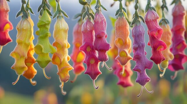 Colorful Rattlebox Flowers Displaying Vibrant Buds and Blooms with Nutrient-Rich Stalks Ideal for Food and Herbal Uses in Nature Setting