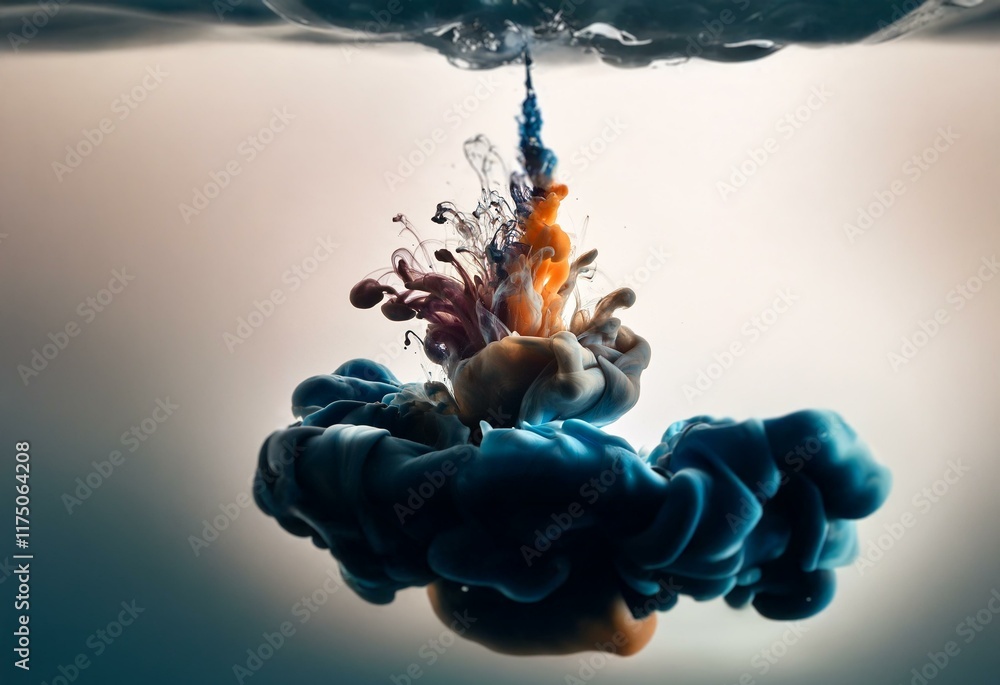 Aufkleber abstract colored ink in water creates an ethereal and mesmerizing cloud-like form.