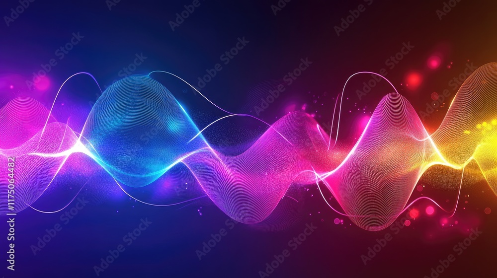 Poster a colorful, abstract representation of electromagnetic waves affecting radio signals and wi-fi netwo