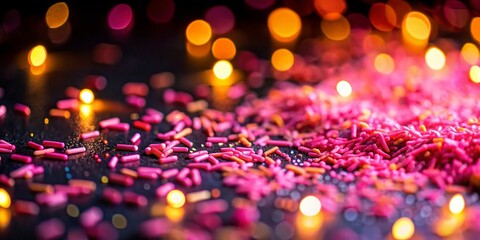Pink Sprinkles Night Photography: Magical Dessert Confetti