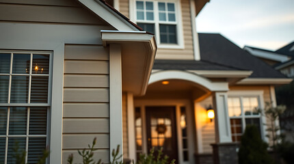 Fototapeta premium Exterior View of Two Residential Houses at Dusk