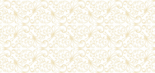 Golden Floral seamless background premium pattern design for wedding, textile, cloth, luxury, wrapping, paper, gift wrapping print